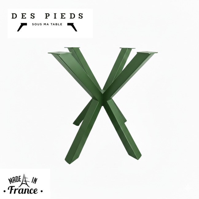 P’TIT ORPHEE- PIED DE TABLE X EN METAL – 71 cm vert